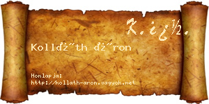Kolláth Áron névjegykártya